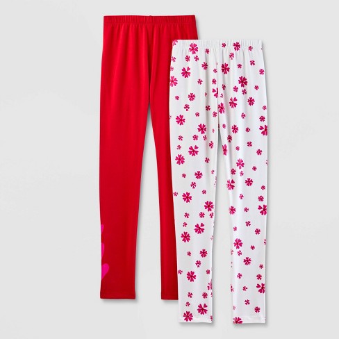 Girls Adaptive 2pk Valentine s Day Leggings Cat Jack Cream Red XL