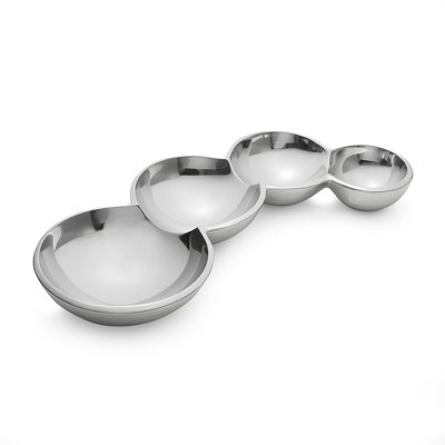 nambe Caterpillar Condiment, Metal Alloy, Condiment Serving Tray, Chips and Dips Snack Tray for Party, Prep Ahead Snacks, Appetizers, Charcuterie