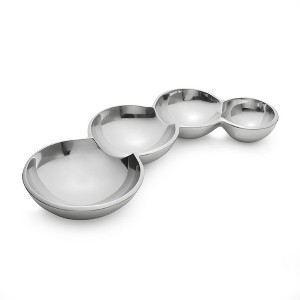 nambe Caterpillar Condiment, Metal Alloy, Condiment Serving Tray, Chips and Dips Snack Tray for Party, Prep Ahead Snacks, Appetizers, Charcuterie - 1 of 4