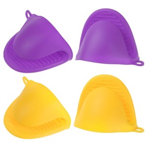 Unique Bargains Heat Resistant Kitchen Utensil Sets Silicone Oven Mitts 4 Pcs - 1 of 4