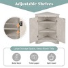 Home Corner Storage Cabinet, Bathroom Triangle Floor Storage Cabinet with Adjustable Shelves, Freestanding Floor Cabinet with 2 Doors - 4 of 4