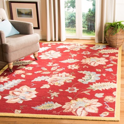 Chelsea Red Floral Hand-Knotted Wool 6' x 9' Rug
