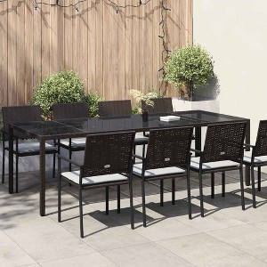 Garden Dining Table Brown 98.4 x 39.4 x 29.5 in Poly rattan - 1 of 4