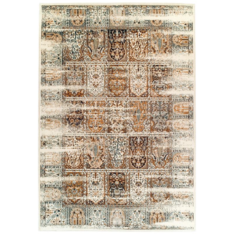 Modern Abstract Patchwork Damask Indoor Area Rug or Runner by Blue Nile Mills, 1 of 5
