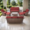 POCASSY 8 Piece 6-Inch Foam Thick Cushion Outdoor Furniture Set with Outdoor Sofa, Swivel Rocker Glider Chairs, Coffee Table, Ottomans, and End Table - 3 of 4