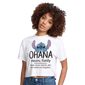 Women's - Lilo and Stitch - Ohana Means Famil Cropped Graphic T-Shirt - 1 of 4