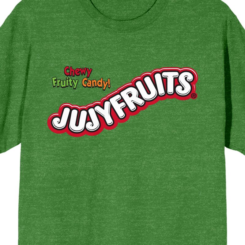 JujyFruits Bold Candy Logo Crew Neck Short Sleeve Kelly Green Heather Men's T-shirt, 2 of 4