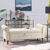 TiramisuBest 62" Modern Tufted Button Storage Bench with Rolled Arms – Upholstered Ottoman for Bedroom, Living Room, Foyer (Grey) - 3 of 4