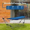 Costway Portable Folding Hammock Lounge Camping Bed Steel Frame Stand W/Carry Bag Blue - 4 of 4