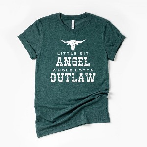 Simply Sage Market Little Bit Angel Horns Short Sleeve Garment Dyed Tee - 1 of 2