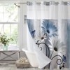 Aoibox Blue Watercolor Floral Shower Curtain with Snap-in Fabric Liner, No Hook Design, Sheer Top Window, Waterproof & Washable for Bathroom Decor - 2 of 4