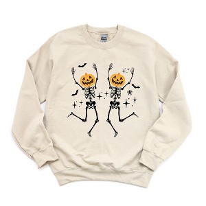 Simply Sage Market Women's Graphic Sweatshirt Pumpkin Skeleton - 1 of 4