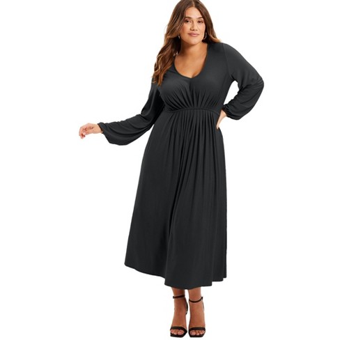 June + Vie By Roaman's Women's Plus Size Ruffled Shirt Dress : Target