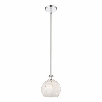 White Mouchette - 1 Light Stem Hung Mini Pendant In Modern Style-10 Inches Tall and 8 Inches Wide