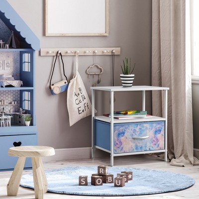 Sorbus Pastel Tie-Dye 1-Drawer Nightstand with Steel Frame and Wood Top
