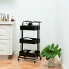 32.5''3-Tier Metal Rolling Storage Cart Trolley Kitchen 2 Brakes W/Handle Black - 3 of 4