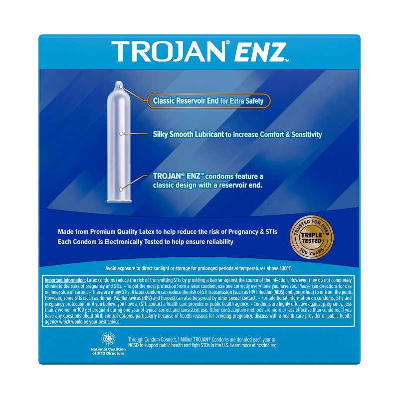 Trojan ENZ for Contraception and STI Protection Lubricated Condoms - 36ct, 3 of 11