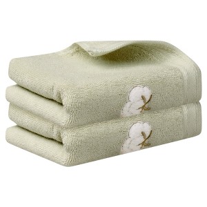 Unique Bargains Bathroom Kitchen Comfortable Lightweight Cotton Hand Towels 14" x 28" 2 Pcs - 1 of 4