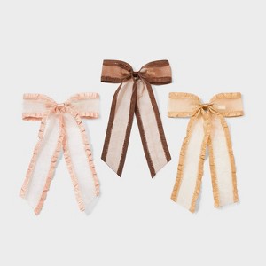 Organza Bow Pelican Hair Clip Set 3pc - Wild Fable™ Brown/Cream - 1 of 3