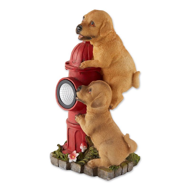 12&#34; Polyresin Dogs and Fire Hydrant Solar Statue Tan - Zingz &#38; Thingz, 6 of 14