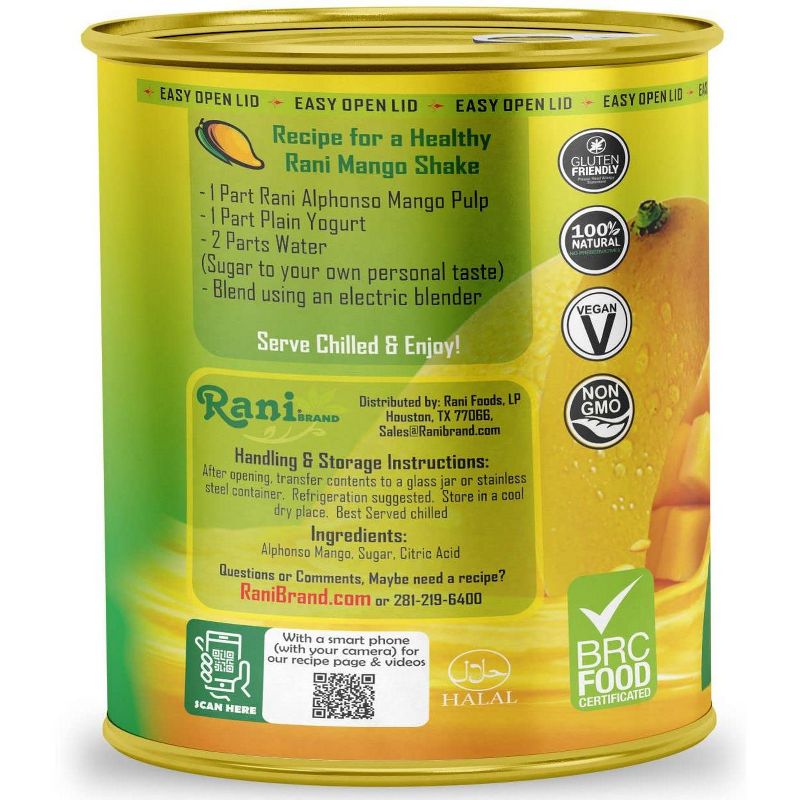 Mango Pulp Puree (Alphonso Sweetened) - 30oz (1.875lbs) 850g - Rani Brand Authentic Indian Products, 3 of 6