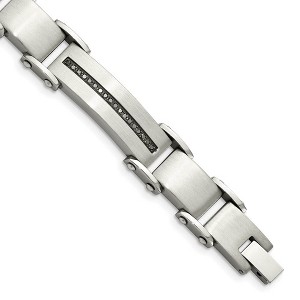 Black Bow Jewelry Men's 11mm Stainless Steel and 54 Black Diamond Bracelet - 8.5 Inch - 1 of 4