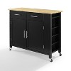 HomeStock  Savannah Wood Top Rolling Kitchen Island Cart, Microwave Stand, with Shelves and Drawers, Black - 2 of 4