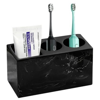 LunaLulinlk Toothbrush Holder, 3 Slots Electric Toothbrush and Toothpaste Holder, Resin Bathroom Countertop Storage Bathroom Black