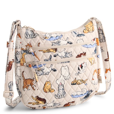 Vera Bradley Women's Outlet Cotton Trio Zip Hipster Crossbody Bag A Cat's Life