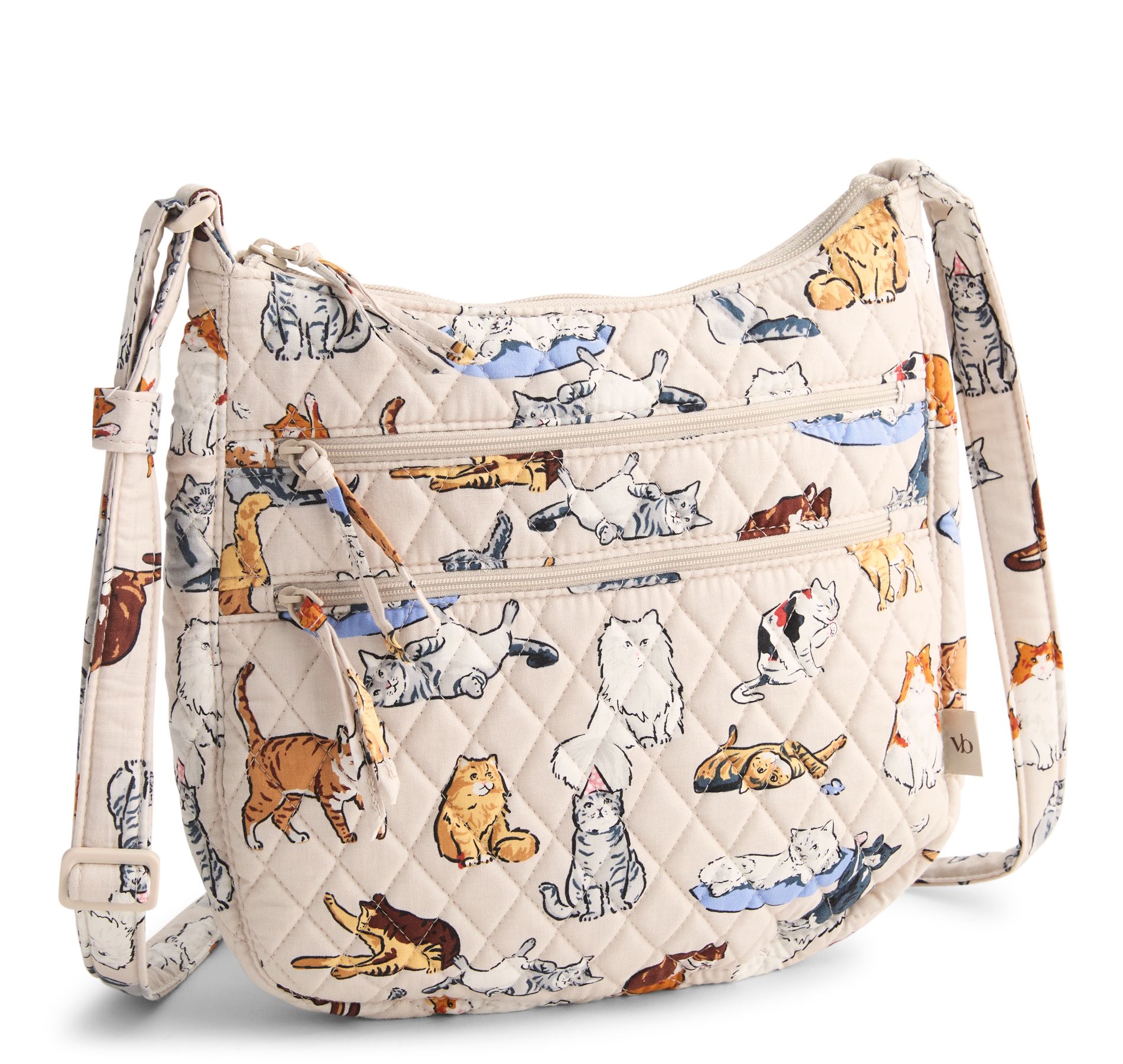 Vera Bradley Women's Outlet Cotton Trio Zip Hipster Crossbody Bag A Cat's Life