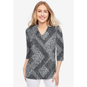 Jessica London Stretch Cotton V-Neck Tee - 1 of 4