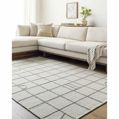 Hauteloom Tieve Black & White Grid Wool Rug