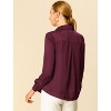 INSPIRE CHIC Women's Elegant V Neck Long Sleeve Office Work Satin Shirt - 4 of 4