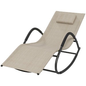 Aghana Digitals Light Brown Zero-Gravity Outdoor Rocking Chair with Sling Fabric, Removable Pillow - 1 of 4