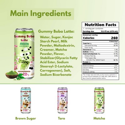 O's Bubble Gummy Boba Latte - Matcha - 16 fl oz