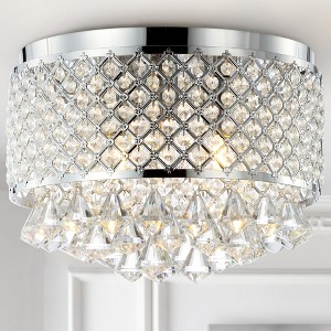 JONATHAN Y Evelyn 3-Light Crystal Drops/Metal LED Flush Mount - 1 of 4