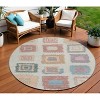 Peach Ivory And Beige Geometric Washable Indoor Outdoor Area Rug - 2 of 4