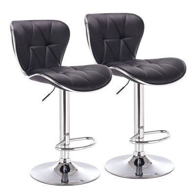 Shell Adjustable Barstool in Black -Set of 2- Pemberly Row