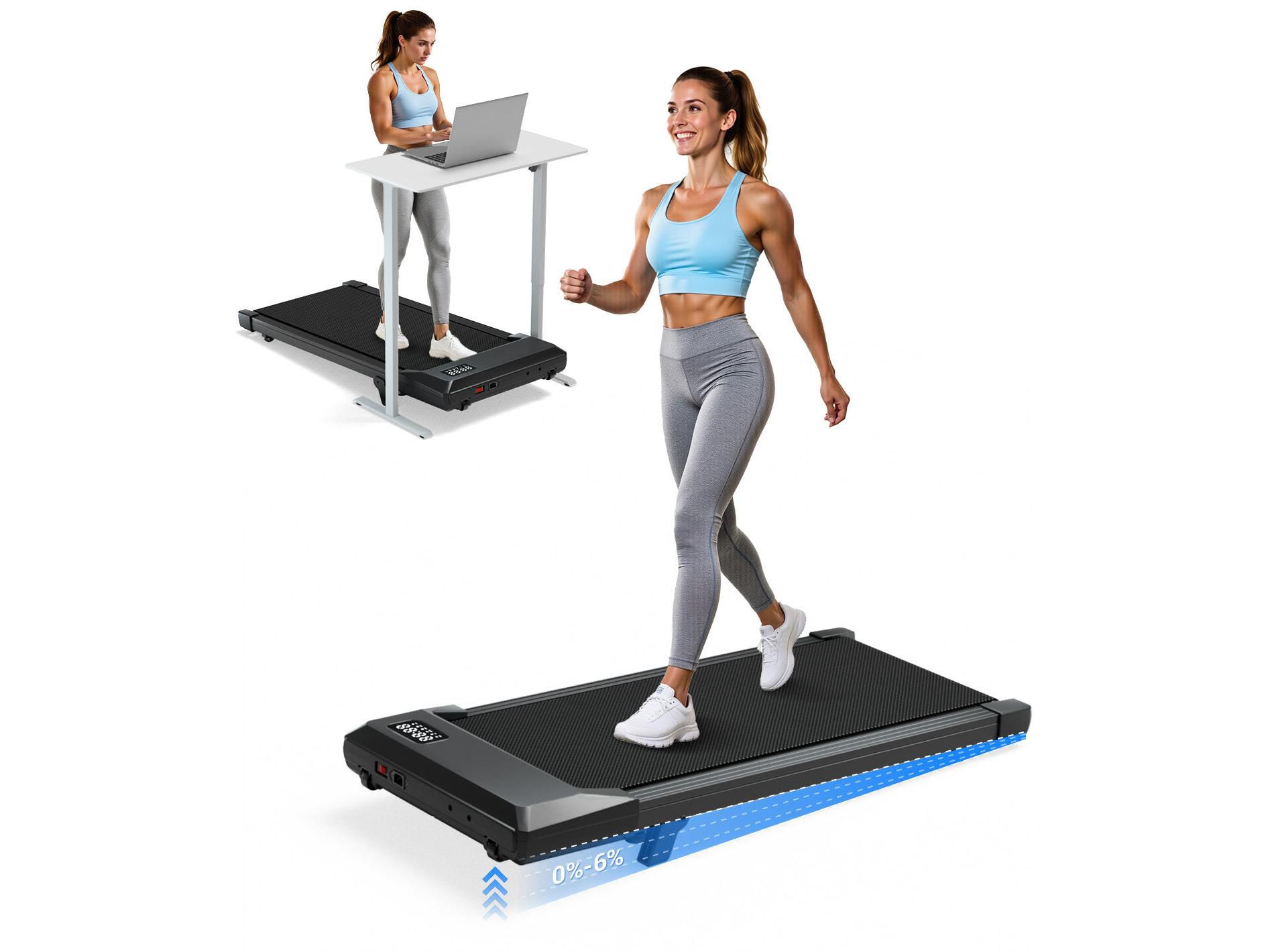 DeerRun Q1 Urban Mini Under-Desk Treadmill, 300lbs Capacity Under Desk Treadmill, 0.6-3.8 Mph black 42.44 * 20.24 * 4.13 inches