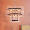 Rennnsan Mornith 19"W 9-Light Tiered Glass Vintage Dimmable Chandelier in Black - 4 of 4