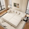 89'' Velvet 3-in-1 Pull-Out L-Shaped Sectional Sofa Bed with Tufted Design and Movable Ottoman, Convertible King Size Sleeper with 4 Pillows - 2 of 4