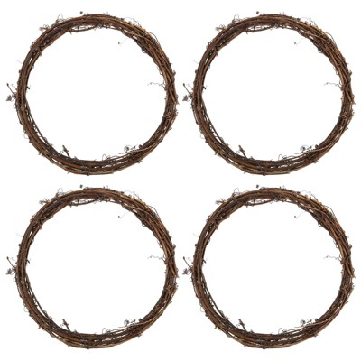 Unique Bargains Metal Door Window Decorations Hoop Round Rattan Wreaths 4 Pcs
