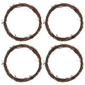 Unique Bargains Metal Door Window Decorations Hoop Round Rattan Wreaths 4 Pcs - 1 of 4