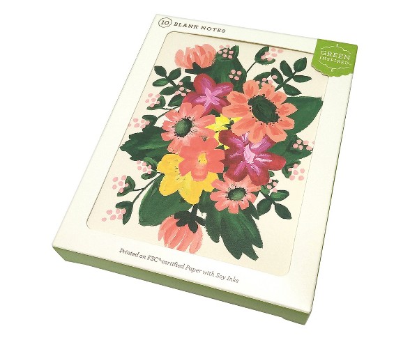 10ct Spring Flowers Blank Notes - Green Inspired