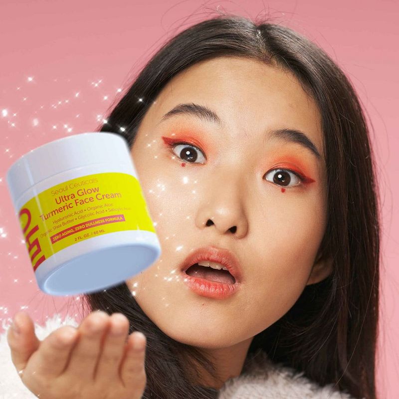 Seoul Ceuticals Korean Skin Care Turmeric Cream - Korean Face Moisturizer for Dull Dry Skin Korean Beauty Skincare - Salicylic Acid Cream + HA, 2oz, 2 of 6
