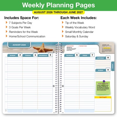 2026-2027 Global Printed Products 7 x 9 Academic Year Secondary Student-Matrix, Weekly/Monthly, 11 Month, Black Doodles