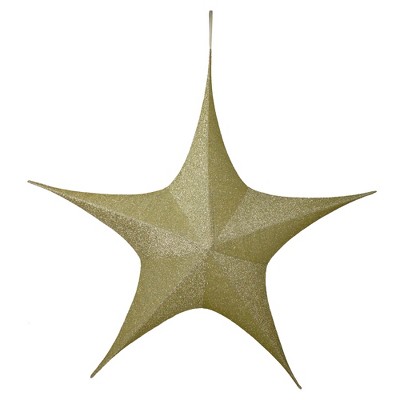 Northlight Tinsel Foldable Glitter Christmas Star Outdoor Decoration - 51" - Gold