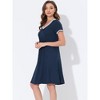 cheibear Women's Soft V-Neck Summer Pajama Lounge Dress with Pockets Nightgowns - 3 of 4