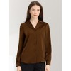 Allegra K Women's Elegant Collar V Neck Long Sleeve Work Office Satin Button Down Shirt - 2 of 4