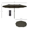 Sapphtopaz 15Ft Patio Umbrella Waterproof Outdoor Umbrella with Crank and Air Vents Pool Umbrella for Patio, Garden, Beach, Deck, Backyard - 3 of 4